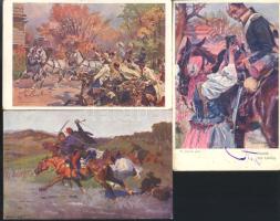 3 db I. világháborús katonai lap, s: W. Kossak