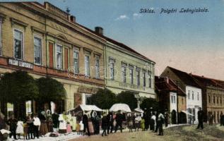 Siklós Polgári leányiskola, Steinbach József üzlete, Takarékpénztár (b)