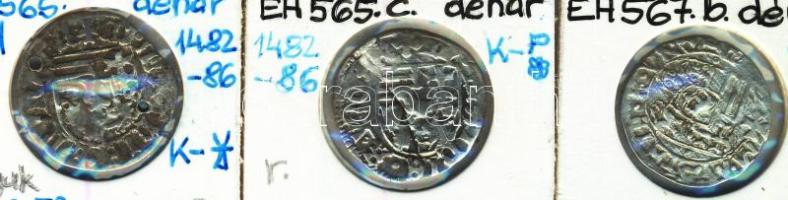 1482-1486. Denár Ag (2x) "I. Mátyás" (0,46g/0,52g) + 1489. Denár "I. Mátyás" (0,47g) T:2-(rep/ly),2 Huszár 719.,722.,Unger I.: 565.c,d.,567.b