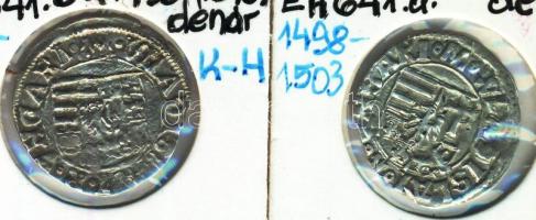 1498-1503. Denár Ag (2x) "II. Ulászló" (0,44g/0,52g) T:2 Huszár 807.,Unger I.: 641.a,b