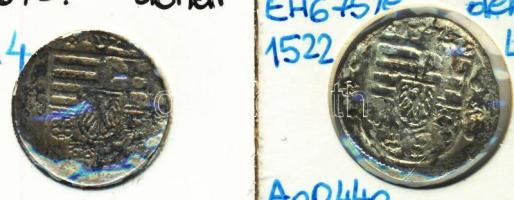 1522/24. Denár Ag (2x) "II. Lajos" (0,44g/0,38g) T:2-,2-/3
Huszár 846.,Unger I.: 675.?,d