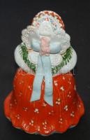 Karancsi népviseletű női festett mázas kerámia figura a Molnár-Marton műhelyből. Hibátlan, eredeti d...