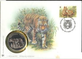 1986. "30 éves a WWF-Tigris" ffém emlékérem  érmés borítékon orosz bélyeggel + bélyegzővel T:BU