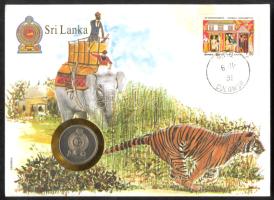 Sri Lanka 1982. 1R érmés, bélyeges borítékon T:1 Sri Lanka 1982. 1 Rupee coin letter with stamps C:Unc