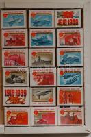 1918-1989  18 darabos szovjet gyufacímke sorozat eredeti gyűjtődobozban