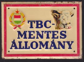 TBC mentes állomány feliratos szocreál lemezzománc tábla. Győri lemezárugyár 15x10cm