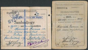 1927 MÁV vasuti szabadjegy-füzet és szabadjegy