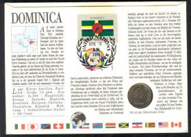 Kelet-Karibi Államok 1987. 25c érmés borítékon Dominikai bélyeggel + hátlapon első napi bélyegzős EN...