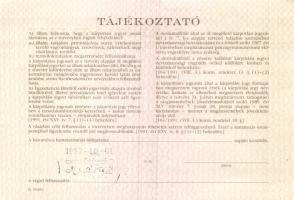 1991. Kárpótlási jegy 1000Ft-ról "B" sorozat