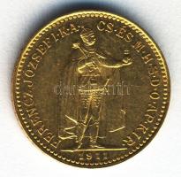 1911KB. 10K Au "Ferenc József" (3.38g) T:2/2- ph.
Hungary 1911. 10 Kronen Au "Franz J...