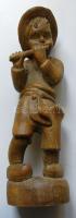Furulyázó fiú, holland faragott fa szobor / Dutch boy playing the flute, wooden figure 39cm