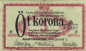 Nagymegyer/hadifogolytábor 1916. 5K arab sorozat és sorszámmal MS jelzéssel T:II(hajtatlan, szélek gyűröttek kissé)