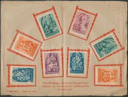 1942 Honvédkarácsony 8 klf levélzáró bélyeg emléklapon