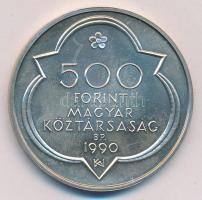 1990. 500Ft Ag "Mátyás király / Buda látképe" T:BU Dísztokban