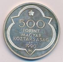 1990. 500Ft Ag "Mátyás király / Buda látképe" T:PP Dísztokban