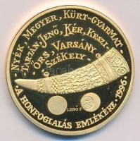 Lebó Ferenc (1960-) "A honfoglalás emlékére / Vérszerződés" aranyozott emlékérem (43mm) T:PP