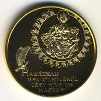 Bognár György (1944-) 1989. "1956-1989 Magyar Köztársaság" aranyozott emlékérem (43mm) T:P...