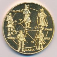 DN. "Magyarok eredete - Rovásírás" aranyozott emlékérem (43mm) T:PP