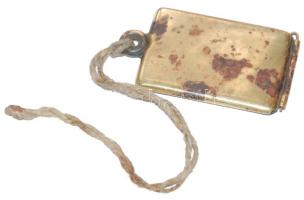 ~1900 Osztrák-magyar monarchia korabeli réz dögcédula kitöltött papírral