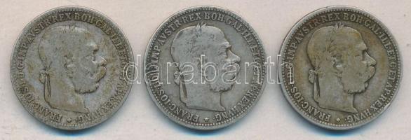 Ausztria 1893. 1K Ag (3x) T:3
Austria 1893. 1 Corona Ag (3x) C:F
