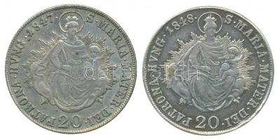 1847-1848. 20kr Ag (2x) "V. Ferdinánd / Madonna" T:1-
Hungary 1847-1848. 20 Kreuzer Ag (2x...