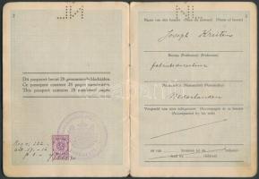 1930 Holland fényképes útlevél magyar illetékbélyegekkel