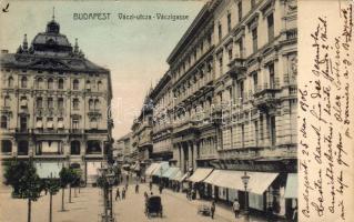 Budapest Váczi utca ritka lap (Turul 6+3+1 f-vel az USA-ba küldve) T2/3