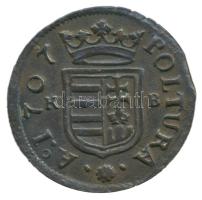 1707KB. Rézpoltúra "II. Rákóczi Ferenc" Jézus jobb karon! (23mm/2.47g) T:1,1- / Hungary 1707. Poltura "Francis II Rákóczi" Kremnitz Jesus on right arm (23mm/2.47g) C:UNC,AU Huszár: 1550., Unger II.: 1140.b