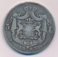 Románia 1883B 5L Ag "I. Károly" T:3 Romania 1883B 5 Lei Ag "Carol I" C:F