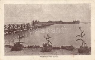 Balatonfüred-fürdő, móló, a siófoki üdülőtelep reklámja a hátoldalon