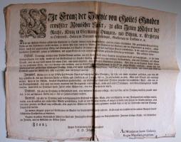 1820 I. Ferenc császár rendelete a határőrvidéken elharapózó betörések és lopások megállítására / 1820 Order of Emperor Frenz for stopping the burglary and stealing of the Military Border 50x40 cm
