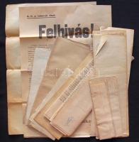 1884-1924 22db hirdetmény Komárom környékéről: választási, adózási, toborzási hirdetmények, vásári tudósítás, valamint felhívás a Tanácsköztársaság önkéntes hadseregének toborzásáról