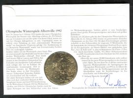 Németország 1992. "Téli olimpia - Albertville" Ffm bélyeges érmés borítékon, elsőnapi bély...