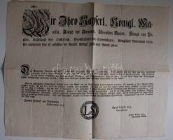 1784 József császár rendelete melyben az 1784-es erdélyi parasztfelkelés résztvevőinek megbüntetéséről rendelkezik. / 1784 Order of Emperor Joseph in which he is declaring punishment against the participants of the Horia Closca uprising. 48x38 cm