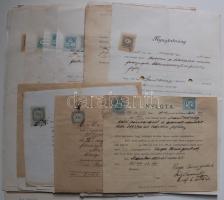 1875-1927 26db régi számla és nyugta illetékbélyegekkel Szend és Szák községekből