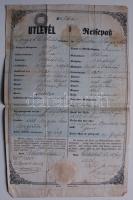 1851 Útlevél Kassa 6kr szignettával hátoldalt sok bejegyzéssel / 1858 Passport Kosice with 6kr signetta
