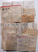 1873-1915 Különféle érdekes régi dokumentum: dezertációs beadvány, katonai igazolás, vadászati szerződés és engedély, gróf Esterházy Móric szendi birtokai után fizetendő pótadó kimutatása, lólevelek, stb.