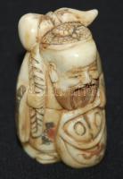 Netsuke: Antik, csontból faragott japán bölcs figura 5,5cm