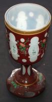 Muránói festett üveg kupa hibátlan állapotban / Painted Murano glass cup 18,5cm