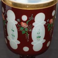 Muránói festett üveg kupa hibátlan állapotban /
Painted Murano glass cup 18,5cm