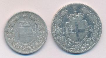 Olaszország 1886. 2L Ag + 1887. 1L Ag T:2-/3,3 Italy 1886. 2 Lire Ag + 1887. 1 Lira Ag C:VF/F,F