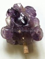 Madarakat és virágokat ábrázoló ametisztből faragott parfümtartó 7cm