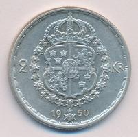 Svédország 1950. 2K Ag "V.Gusztáv" T:2 Sweden 1950. 2 Kronor Ag "Gustaf V" C:XF