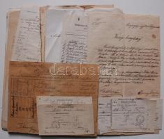 1869-1927 49db régi dokumentum Szend és Szák községből: nyugta lóvásárlásról katonai szolgálatra, fertőző betegség bejelentése, örökségi határozat, felhívás újságelőfizetésre, jegyzőkönyvi kivonat és egyéb érdekességek