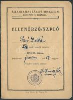 1937/1938 Gimnáziumi ellenőrzőnapló