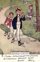 Hows that, Cricket Illustrated, Raphael Tuck Oilette s: Waiter