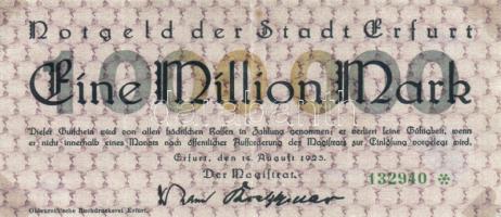 Német Birodalom/Weimari Köztársaság/Erfurt/Dresden-Neustadt 1923.8.14. 1.000.000M + 1923.9.26. 100.000.000M T:III Germany-Weimar Republic/Erfurt/Dresden-Neustadt 1923.14.8. 1.000.000 Mark + 1923.26.9. 100.000.000 Mark C:F