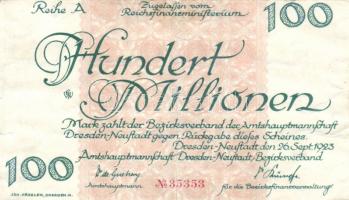 Német Birodalom/Weimari Köztársaság/Erfurt/Dresden-Neustadt 1923.8.14. 1.000.000M + 1923.9.26. 100.0...