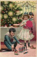 Christmas Emb. litho silk card