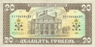 Ukrajna 1992. 5H + 20H T:I-,II
Ukraine 1992. 5 Hryven + 20 Hryven C:AU,XF